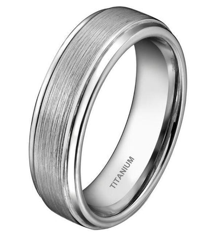 6mm Brushed Titanium Mens Ring (2 Colors) - 1 Engraving
