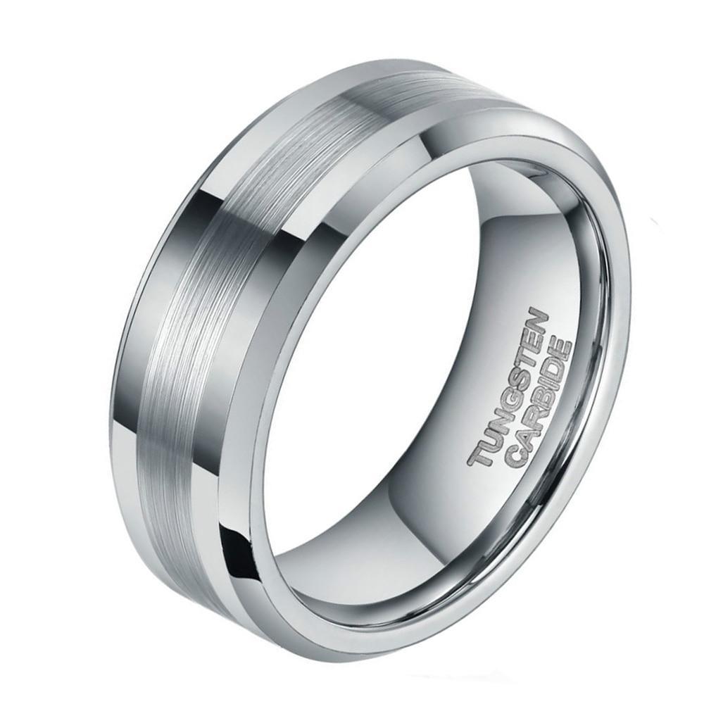 6mm Centre Brushed Silver Tungsten Mens Ring