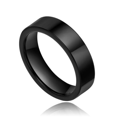 6mm Classic Black Titanium Rings Mens Ring