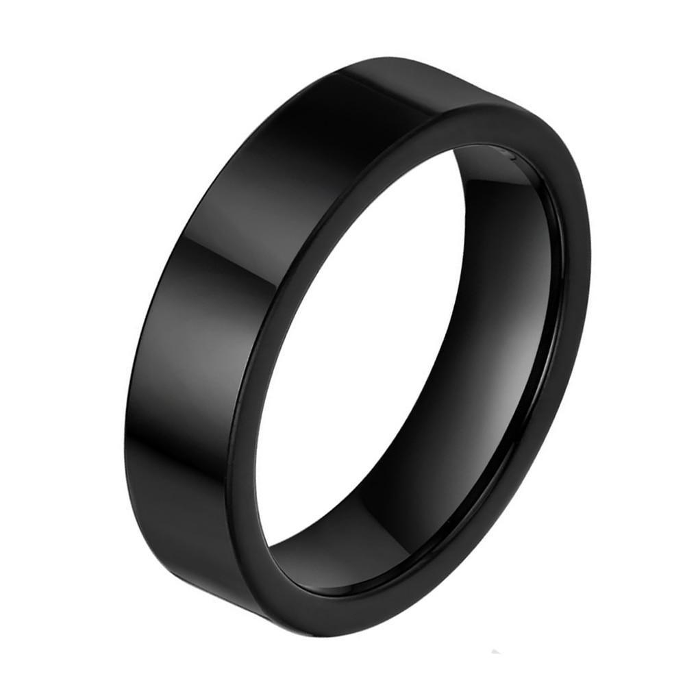 6mm Classic Black Titanium Rings Mens Ring