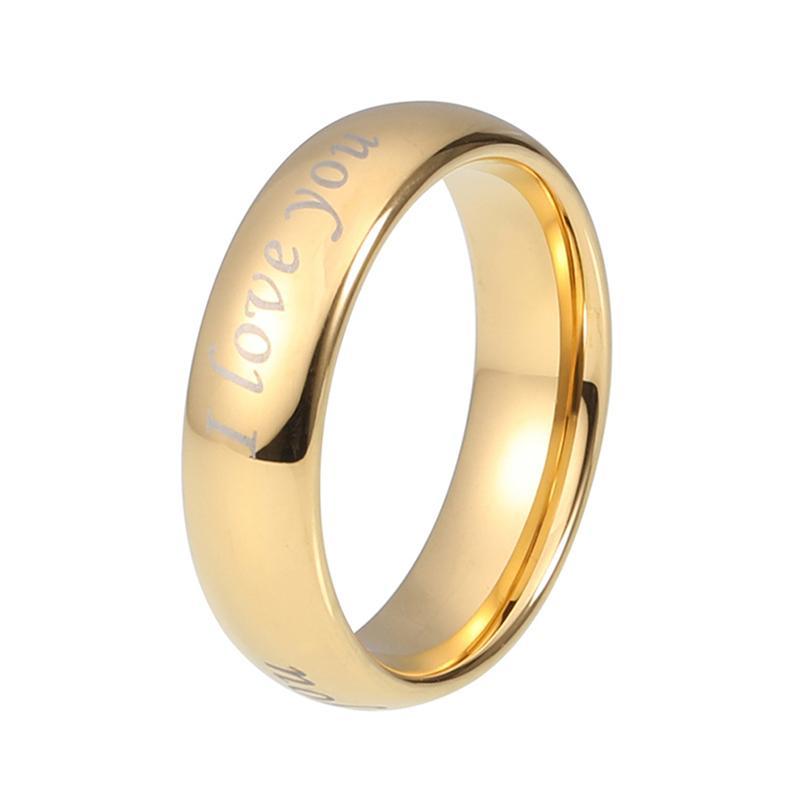 6mm Gold Plated I Love You Tungsten Unisex Ring