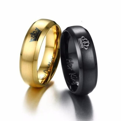 6mm Her King & His Queen Crown Stainless Steel Rings (2 colors)