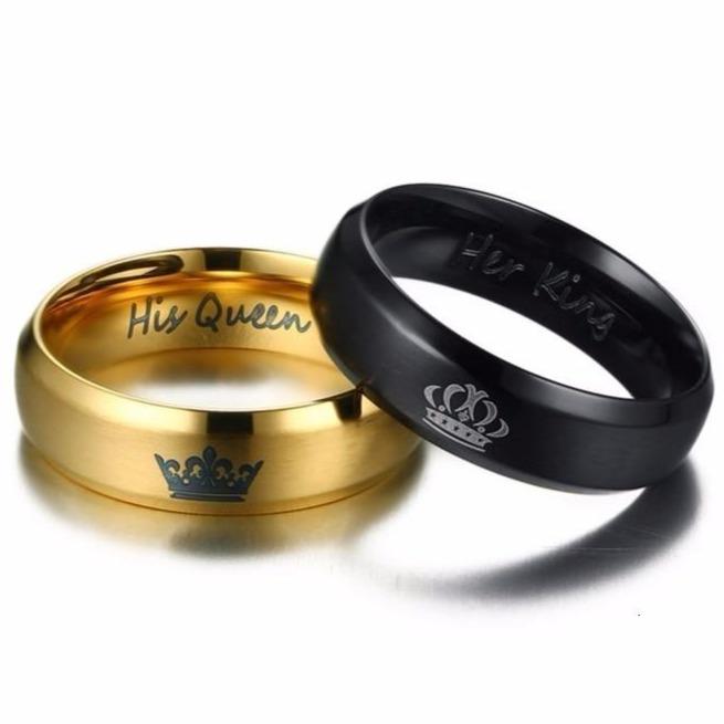 6mm Her King & His Queen Crown Stainless Steel Rings (2 colors)