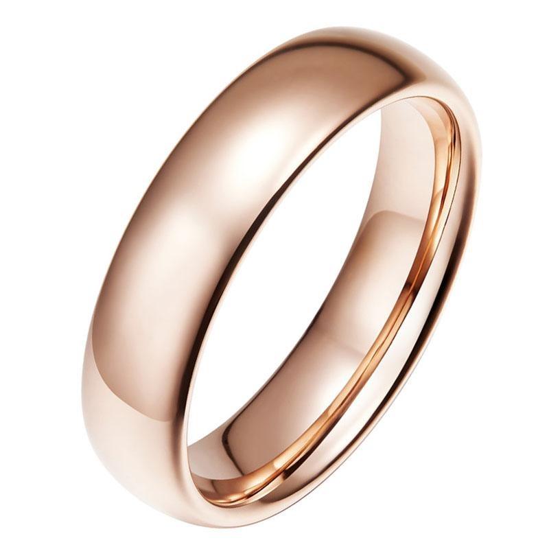 6mm High Polish Rose Gold Tungsten Womens Ring