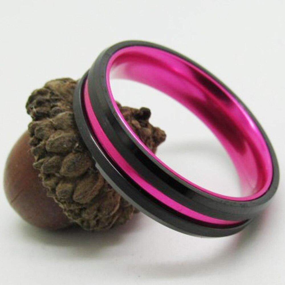 6mm Hot Pink Tungsten Womens Ring