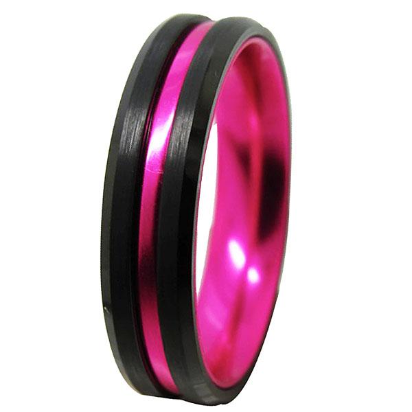 6mm Hot Pink Tungsten Womens Ring