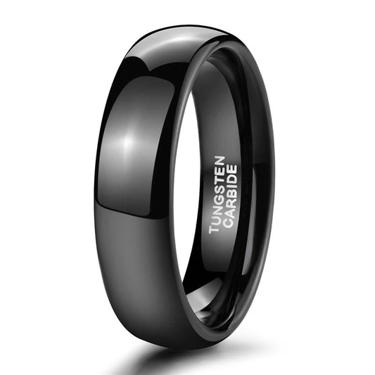 6mm Luxury Black High Polished Tungsten Mens Ring