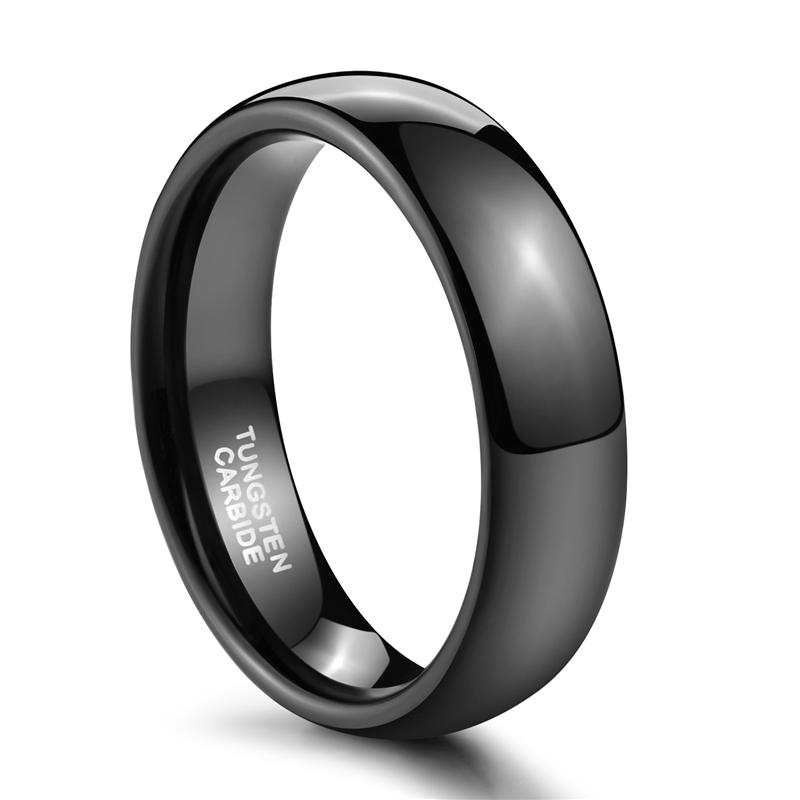 6mm Luxury Black High Polished Tungsten Mens Ring