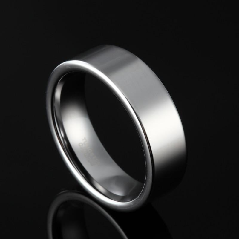 6mm Luxury High Polished Flat Silver Tungsten Mens Ring