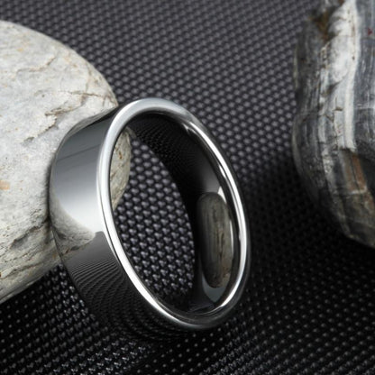 6mm Luxury High Polished Flat Silver Tungsten Mens Ring