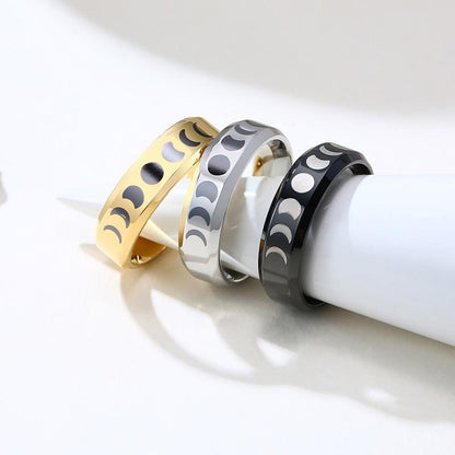 6mm Lunar Moon Phase Unisex Rings (3 colors)
