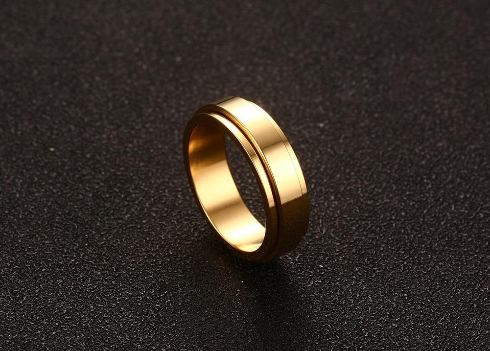 6mm Personalized Custom Engraving Unisex Spinner Ring (3 colors)