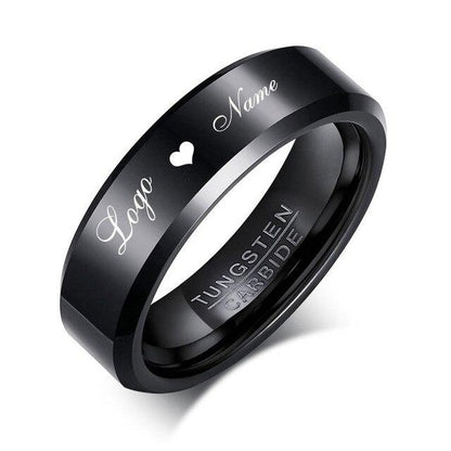 6mm Personalized Polished Silver Tungsten Unisex Ring (2 colors) - 1 Top Engraving