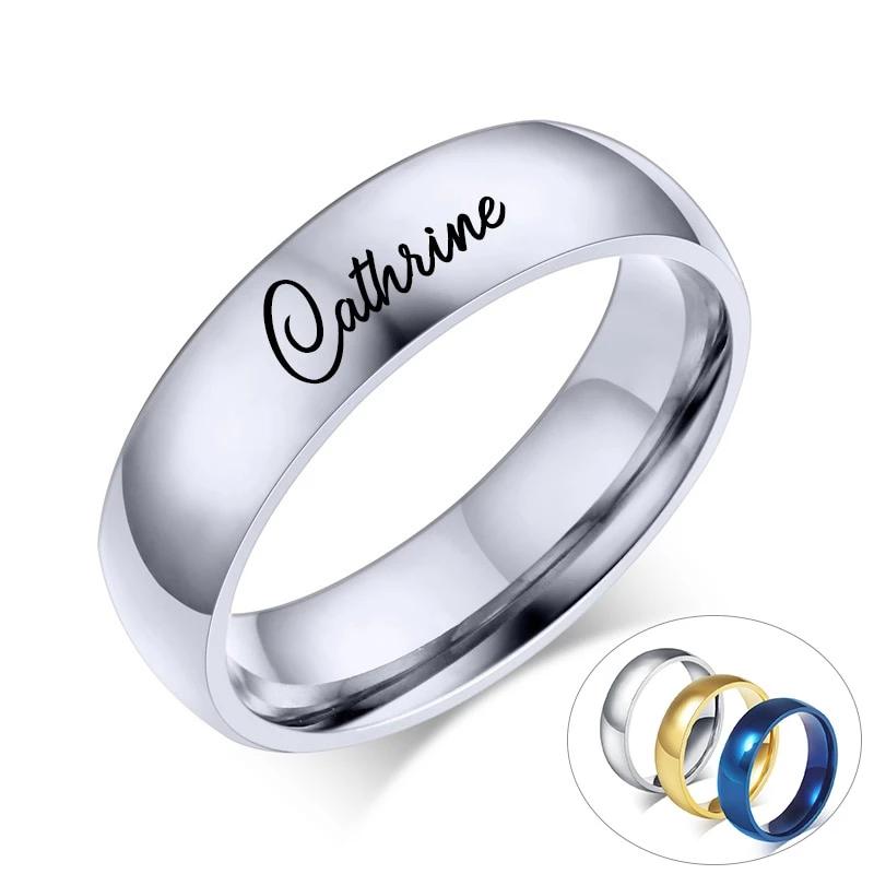 6mm personalized stainless steel unisex rings promise rings 75 silver 221260