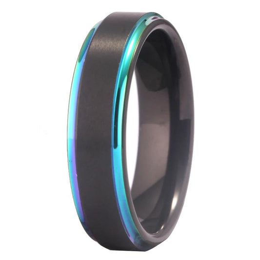 6mm Rainbow Edge Tungsten Unisex Ring