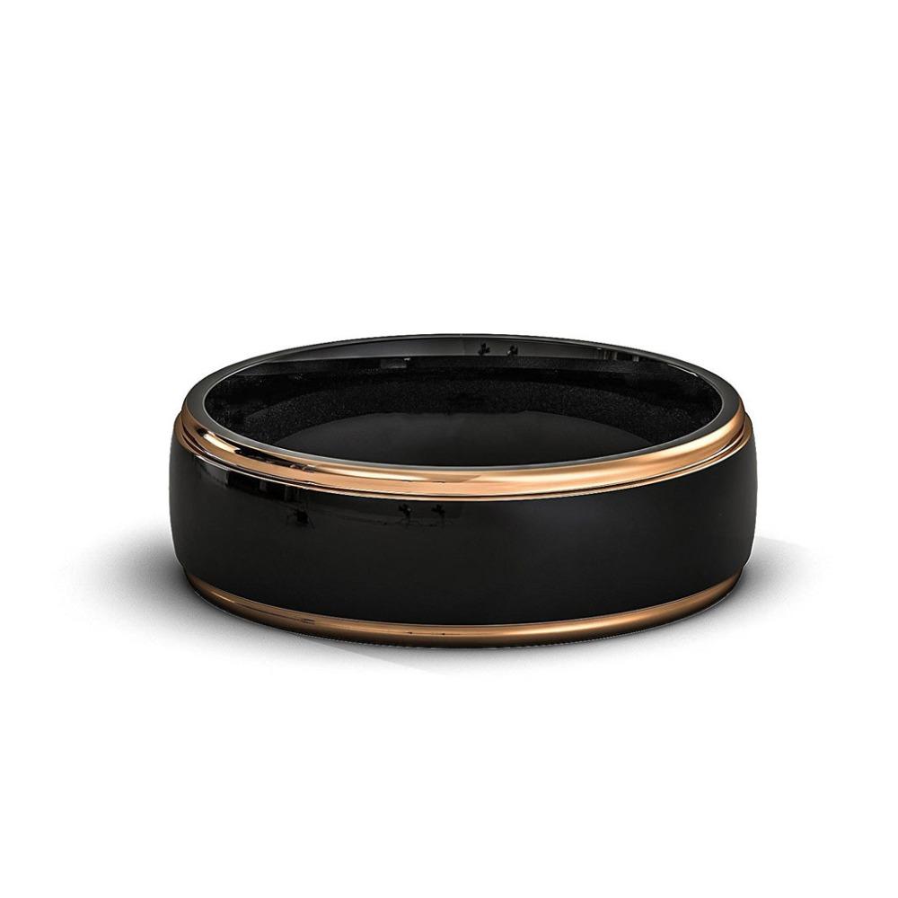 6mm Rose Gold Edges Polished Tungsten Unisex Ring