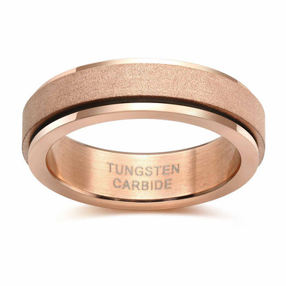 6mm Rose Gold Rotatable Unisex Spinner Ring (Anxiety Relief)