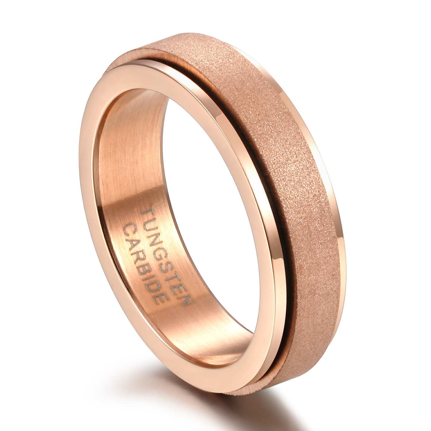 6mm Rose Gold Rotatable Unisex Spinner Ring (Anxiety Relief)