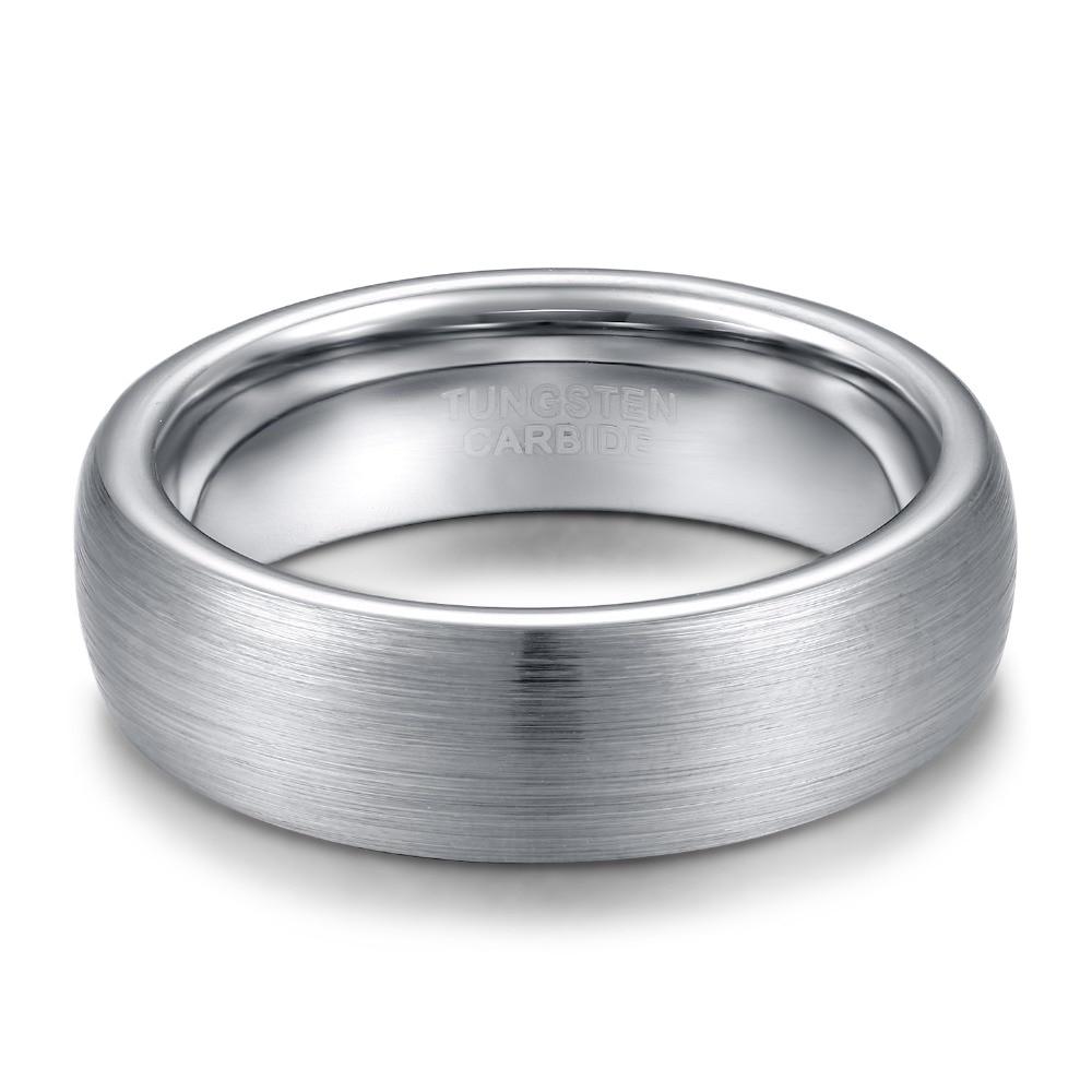 6mm Silver Dome Brushed Design Tungsten Mens Ring