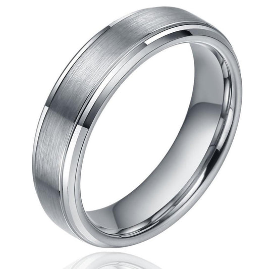 6mm or 8mm Silver Tungsten Ring Brush Unisex Ring
