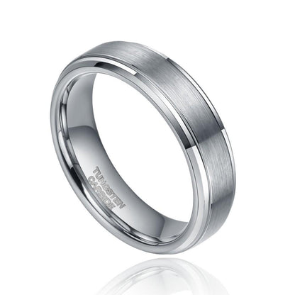 6mm Silver Tungsten Ring Brush Unisex Ring