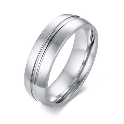 6mm Thin Centre Line Stainless Steel Mens Ring (2 Colors)