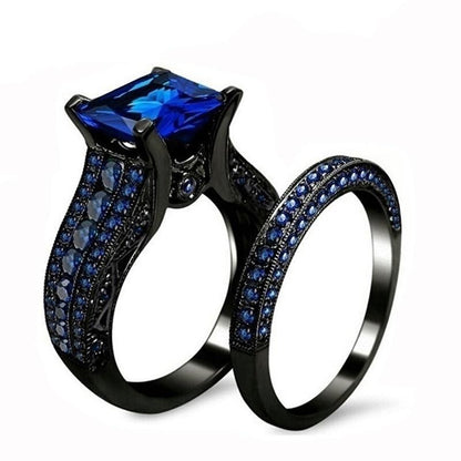 6mm Vintage Black or Blue Cubic Zirconia Womens Rings (2 colors)