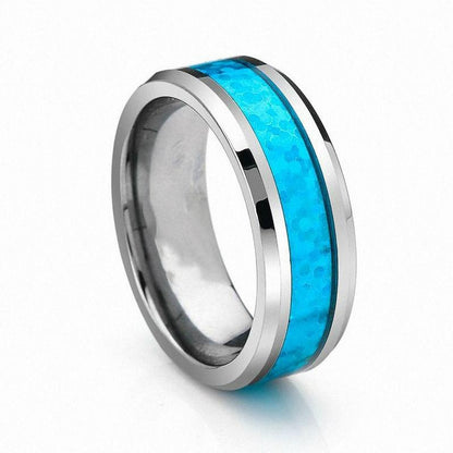 8mm Vintage Blue Opal Infinity Tungsten Unisex Ring