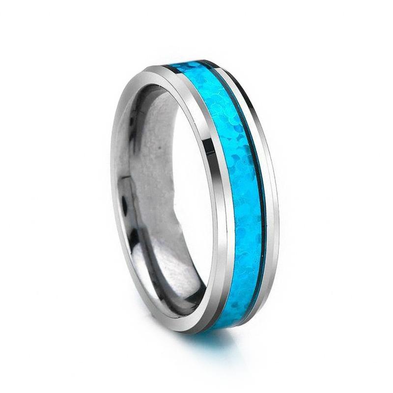 6mm Vintage Blue Opal Infinity Tungsten Unisex Ring