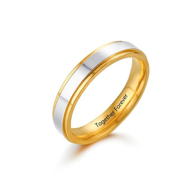 6mm & 4mm Personalized Gold & Silver Couples Rings