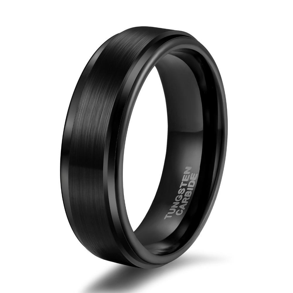 6mm/8mm Black Brushed Smooth Edges Tungsten Unisex Rings