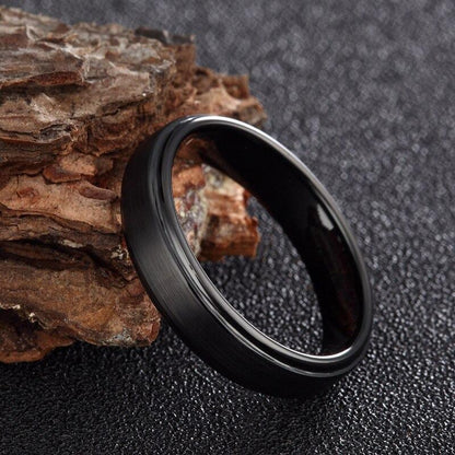 6mm/8mm Black Brushed Smooth Edges Tungsten Unisex Rings