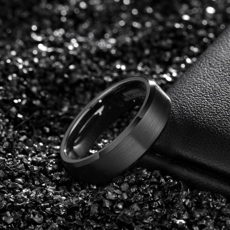 6mm/8mm Black Fine Brushed Tungsten Mens Ring