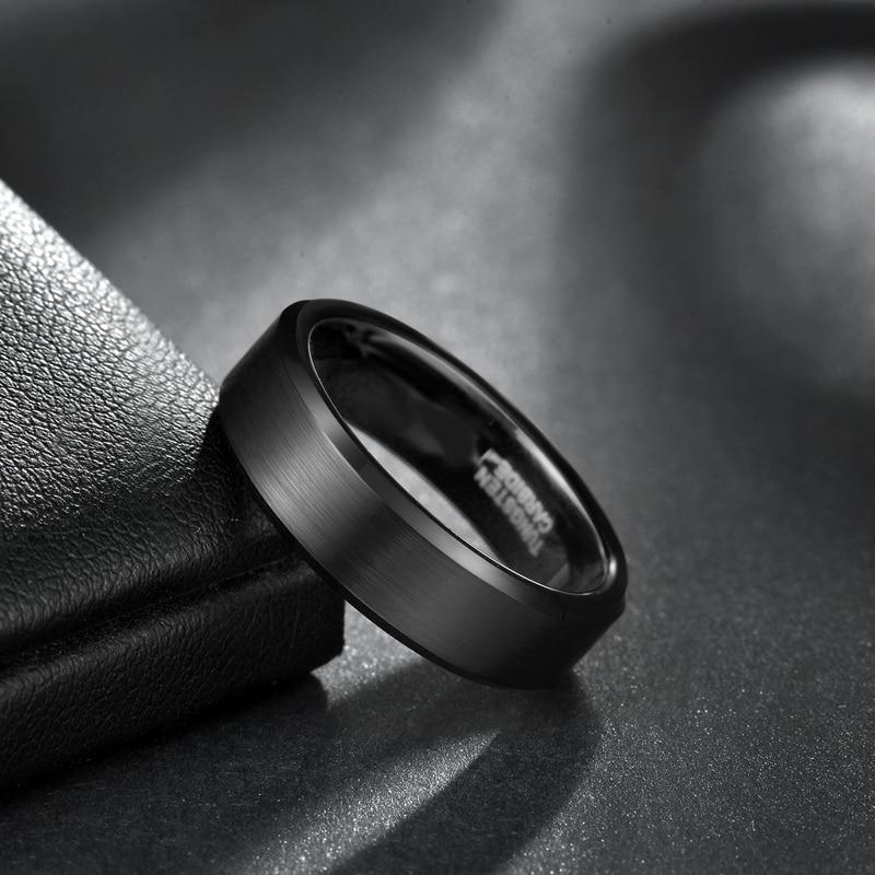 6mm/8mm Black Fine Brushed Tungsten Mens Ring