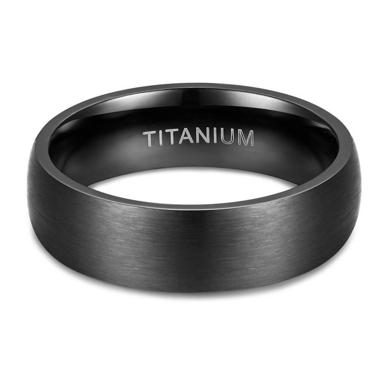 6mm & 8mm Lightly Brushed Black Titanium Mens Ring