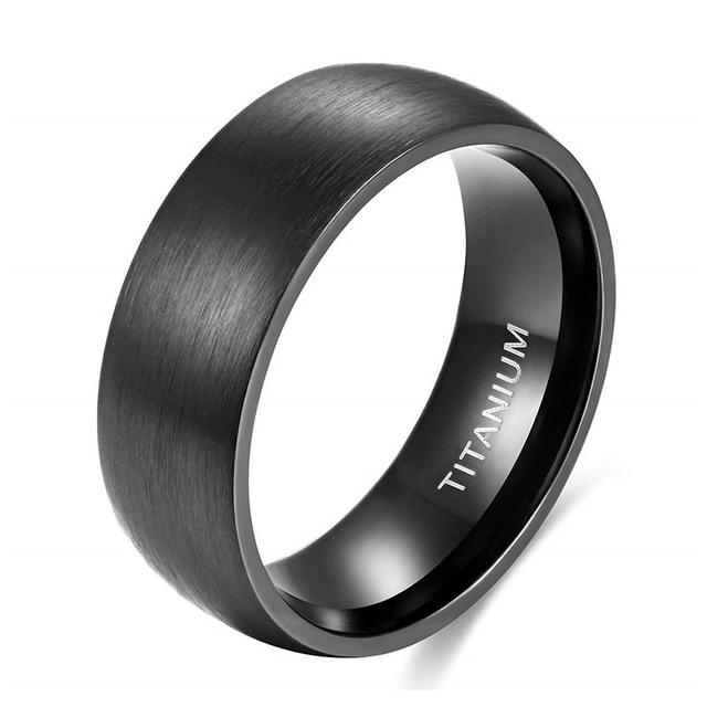 6mm & 8mm Lightly Brushed Black Titanium Mens Ring