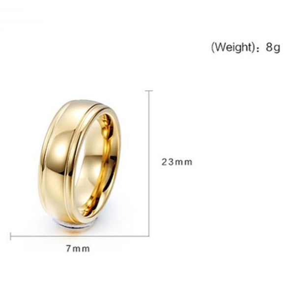 7mm Gold Color Tungsten Mens Ring