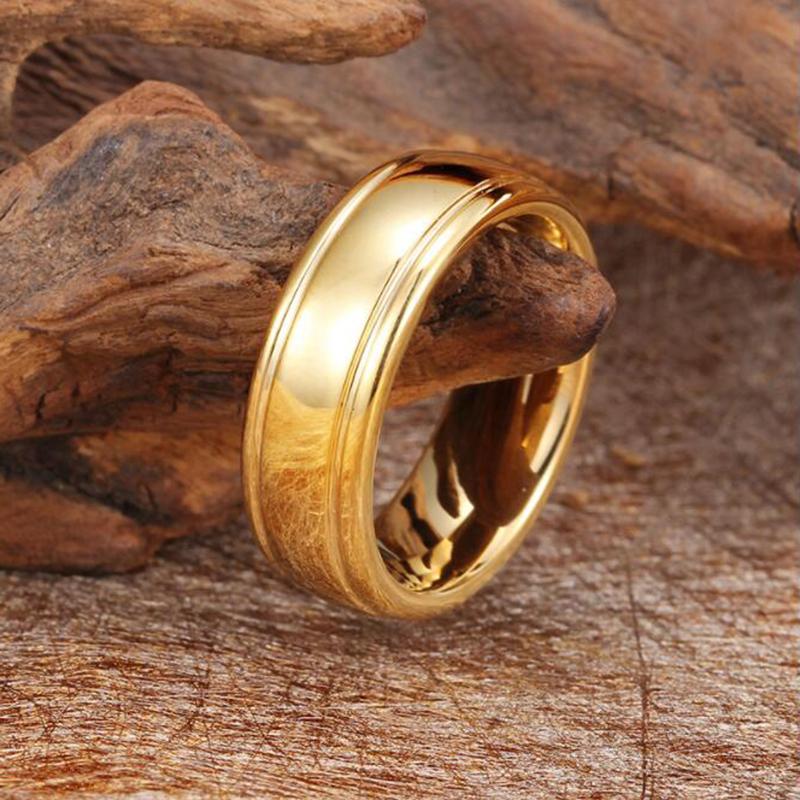 7mm Gold Color Tungsten Mens Ring