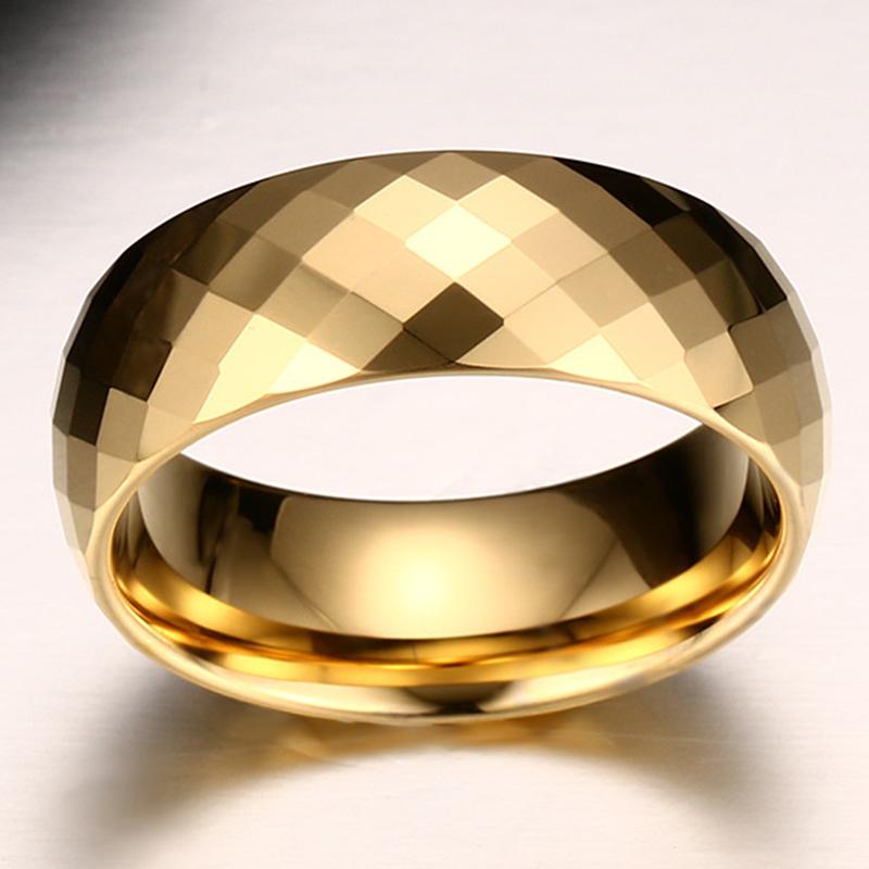 7mm Rhombus Cut Gold Color Tungsten Unisex Ring