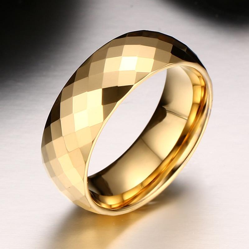 7mm Rhombus Cut Gold Color Tungsten Unisex Ring