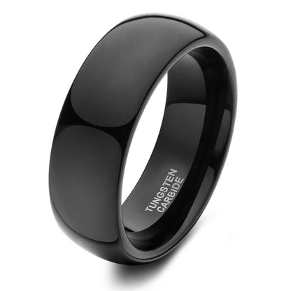 8mm & 6mm Flat Brushed Black Tungsten Couples Rings (Set/2Pc)