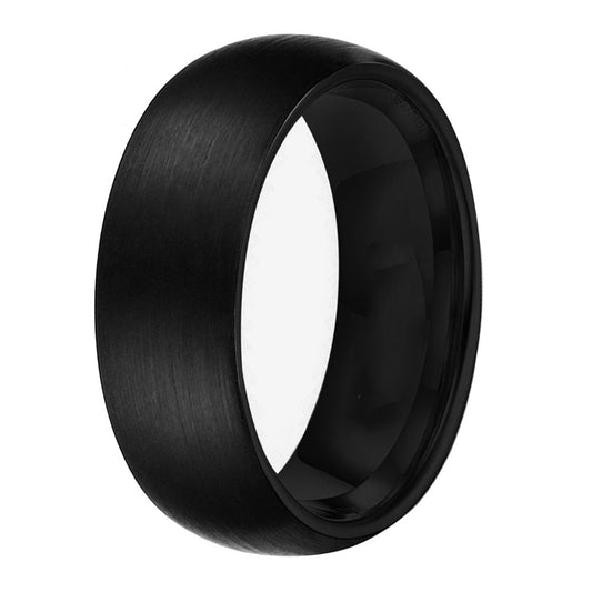 8mm Black Tungsten Ring – Brushed Matte Domed Band (Men’s) - Promise Rings