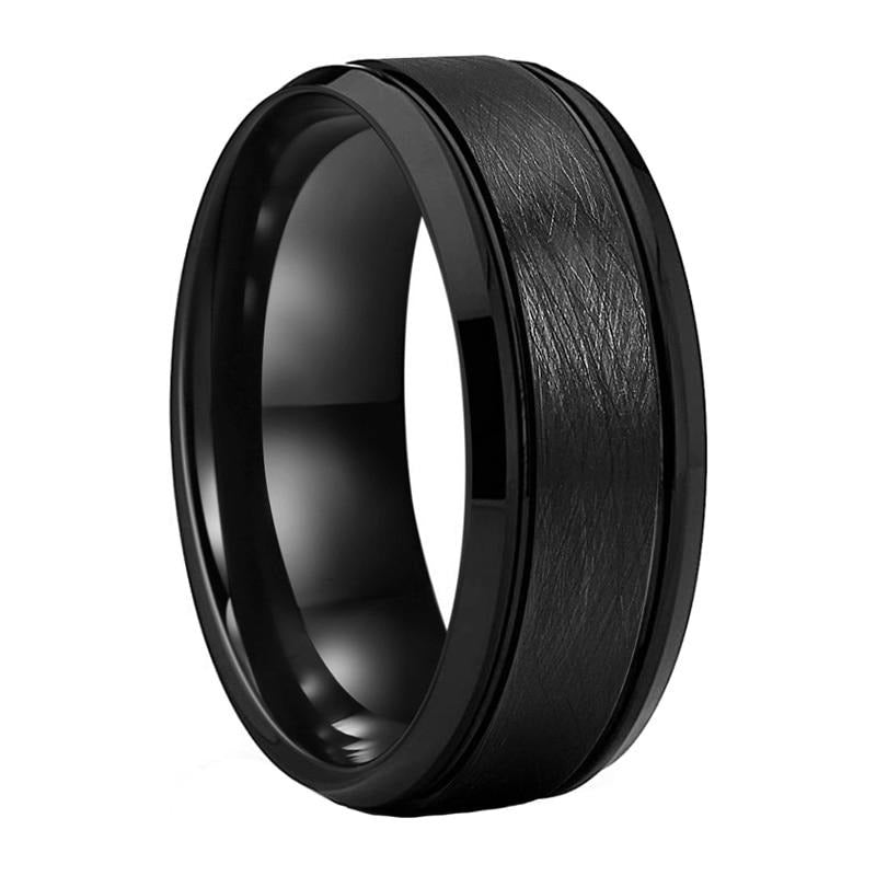 8mm Brushed Satin Finish Tungsten + 1 Personalized Engraving Men's Ring - Promise Rings