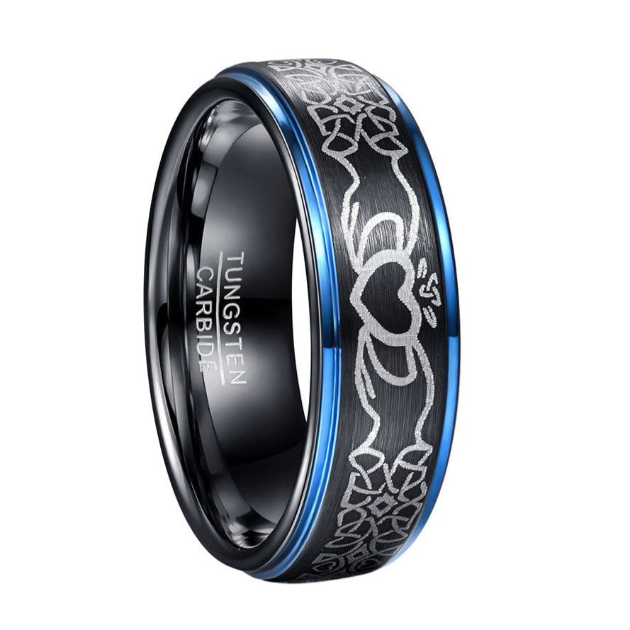 8mm Claddagh Design Celtic Tungsten Unisex Ring - Promise Rings
