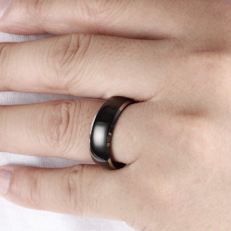 8mm Dome Black & Silver Edges High Polished Tungsten Mens Ring - Promise Rings