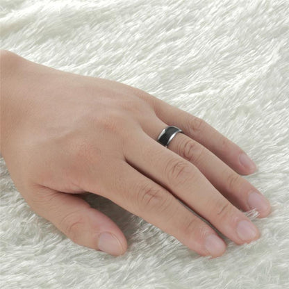 8mm Dome Black & Silver Edges High Polished Tungsten Mens Ring - Promise Rings