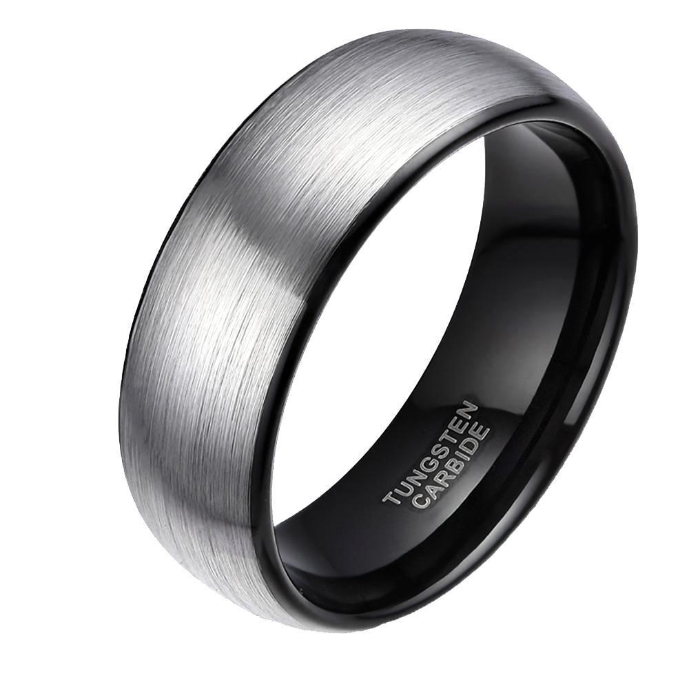 8mm Dome Brushed Tungsten Mens Ring - Promise Rings