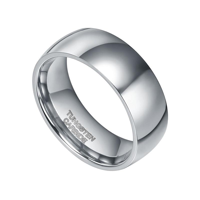 8mm Dome Silver Polished Mens Ring - Promise Rings