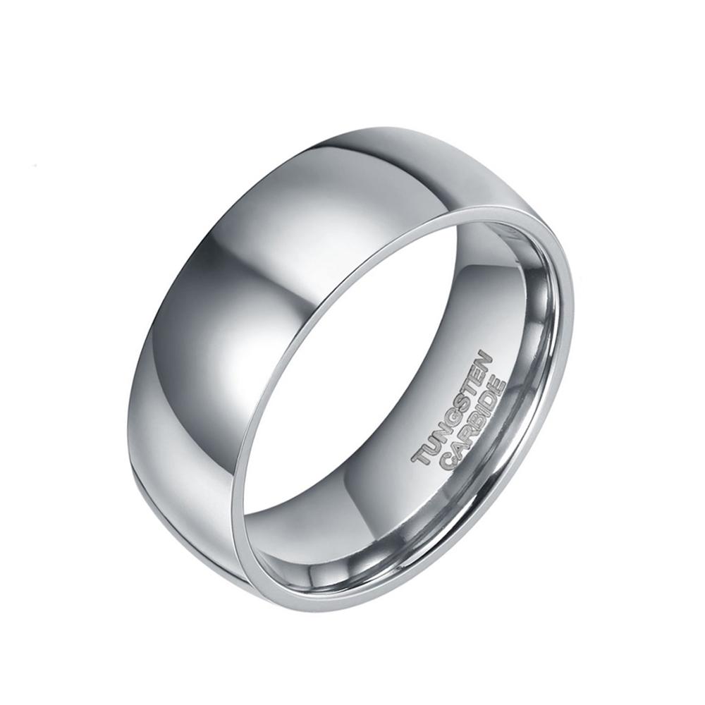 8mm Dome Silver Polished Mens Ring - Promise Rings