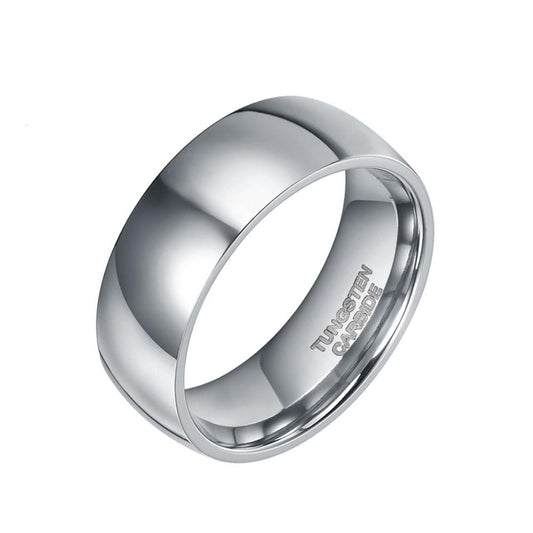 8mm Dome Silver Polished Mens Ring - Promise Rings